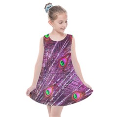 Peacock Feathers Color Plumage Kids  Summer Dress by Sapixe