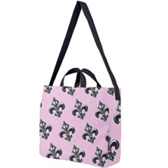 French France Fleur De Lys Metal Pattern Black And White Antique Vintage Pink And Black Rocker Square Shoulder Tote Bag by Quebec