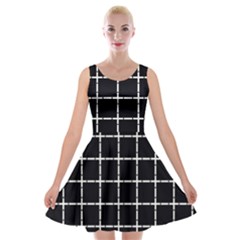 Pattern Carreaux Blanc/noir Velvet Skater Dress by kcreatif