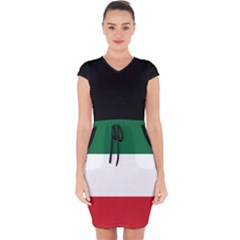 Flag Patriote Quebec Patriot Red Green White Modern French Canadian Separatism Black Background Capsleeve Drawstring Dress  by Quebec