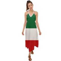 Flag Patriote Quebec Patriot Red Green White Modern French Canadian Separatism Black Background Halter Tie Back Dress  by Quebec