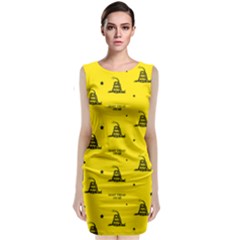 Gadsden Flag Don t Tread On Me Yellow And Black Pattern With American Stars Classic Sleeveless Midi Dress by snek