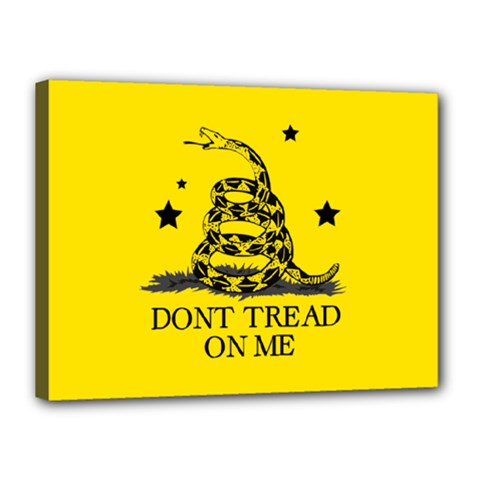 Gadsden Flag Don t Tread On Me Yellow And Black Pattern With American Stars Canvas 16  X 12  (stretched) by snek