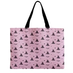 Gadsden Flag Don t Tread On Me Light Pink And Black Pattern With American Stars Zipper Mini Tote Bag by snek