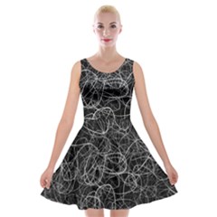 Pattern Effet Lignes Blanc Velvet Skater Dress by kcreatif