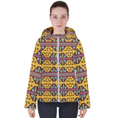 Squares                                               Women s Hooded Puffer Jacket by LalyLauraFLM