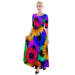 Colorful Sunflowers                                                     Half Sleeves Maxi Dress by LalyLauraFLM