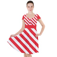 Candy Cane Red White Line Stripes Pattern Peppermint Christmas Delicious Design Cap Sleeve Midi Dress by genx