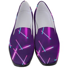 Retrowave Aesthetic Vaporwave Retro Memphis Pattern 80s Design Geometric Shapes Futurist Purple Pink Blue Neon Light Women s Classic Loafer Heels by genx