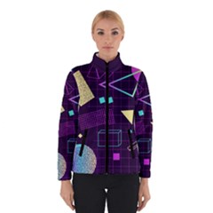 Retrowave Aesthetic Vaporwave Retro Memphis Pattern 80s Design 3d Geometric Shapes Winter Jacket by genx