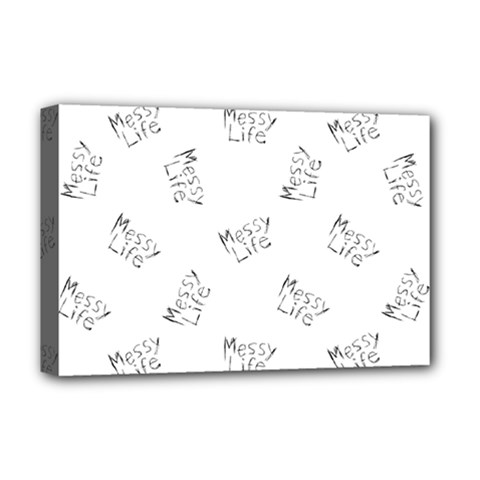 Messy Life Phrase Motif Typographic Pattern Deluxe Canvas 18  X 12  (stretched) by dflcprintsclothing