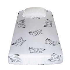 Messy Life Phrase Motif Typographic Pattern Fitted Sheet (single Size) by dflcprintsclothing