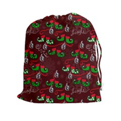 Elves Jingle Drawstring Pouch (2xl) by bloomingvinedesign