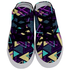 Retrowave Aesthetic Vaporwave Retro Memphis Triangle Pattern 80s Yellow Turquoise Purple Half Slippers by genx