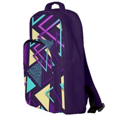 Retrowave Aesthetic Vaporwave Retro Memphis Triangle Pattern 80s Yellow Turquoise Purple Double Compartment Backpack by genx