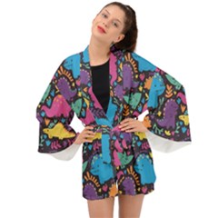Dino Cute Long Sleeve Kimono by Mjdaluz