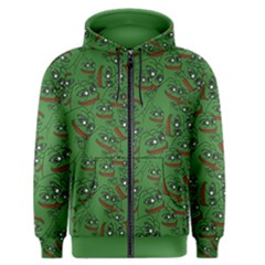 Pepe The Frog Perfect A-ok Handsign Pattern Praise Kek Kekistan Smug Smile Meme Green Background Men s Zipper Hoodie by snek