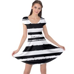 Bandes Abstrait Blanc/noir Cap Sleeve Dress by kcreatif