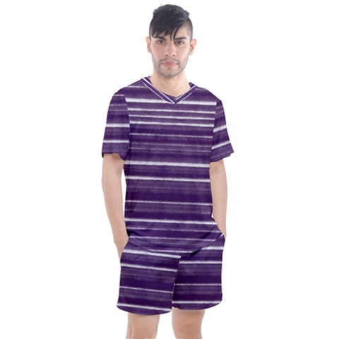 Bandes Peinture Violet  Men s Mesh Tee And Shorts Set by kcreatif