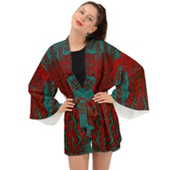 Lianas Of Roses In The Rain Forrest Long Sleeve Kimono by pepitasart