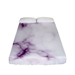 White Marble Violet Purple Veins Accents Texture Printed Floor Background Luxury Fitted Sheet (full/ Double Size) by genx