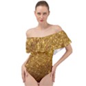 Gold Glitters metallic finish party texture background faux shine pattern Off Shoulder Velour Bodysuit  View1