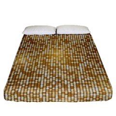 Retro Gold Glitters Golden Disco Ball Optical Illusion Fitted Sheet (queen Size) by genx