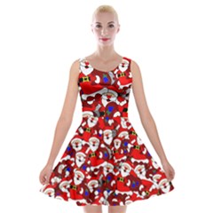 Nicholas Santa Christmas Pattern Velvet Skater Dress by Wegoenart