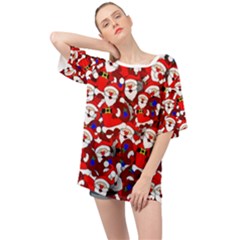 Nicholas Santa Christmas Pattern Oversized Chiffon Top by Wegoenart