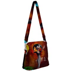 Cute Little Harlequin Zipper Messenger Bag by FantasyWorld7