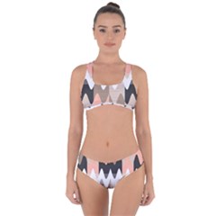 Pattern Abstrait Vagues Rose/noir/taupe Criss Cross Bikini Set by kcreatif