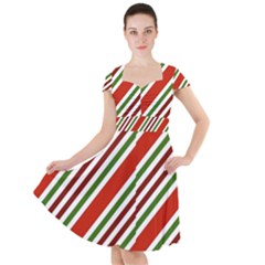 Christmas Color Stripes Cap Sleeve Midi Dress by Vaneshart