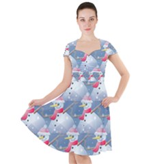 Christmas Snowman Cap Sleeve Midi Dress by Vaneshart