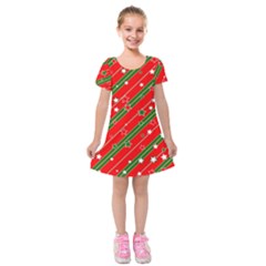 Christmas Paper Star Texture Kids  Short Sleeve Velvet Dress by Vaneshart