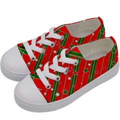 Christmas Paper Star Texture Kids  Low Top Canvas Sneakers by Vaneshart