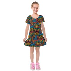 Boho Pattern 2 Kids  Short Sleeve Velvet Dress by designsbymallika