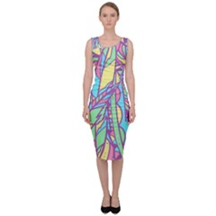 Feathers Pattern Sleeveless Pencil Dress by Sobalvarro