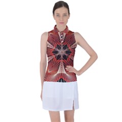 Star Pattern Red Abstract Women’s Sleeveless Polo Tee by Vaneshart