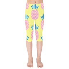 Summer Pineapple Seamless Pattern Kids  Capri Leggings  by Sobalvarro