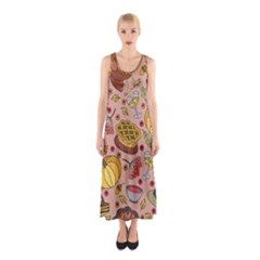 Thanksgiving Pattern Sleeveless Maxi Dress by Sobalvarro