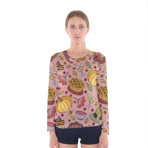 Thanksgiving Pattern Women s Long Sleeve Tee by Sobalvarro