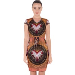 Awesome Dark Heart With Skulls Capsleeve Drawstring Dress  by FantasyWorld7