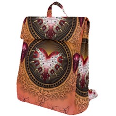 Awesome Dark Heart With Skulls Flap Top Backpack by FantasyWorld7