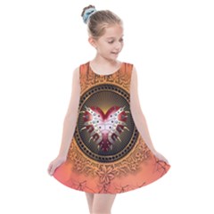 Awesome Dark Heart With Skulls Kids  Summer Dress by FantasyWorld7