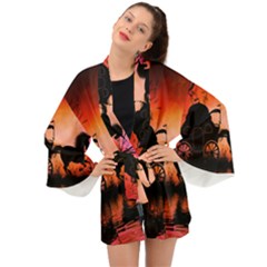 Drive In The Night By Carriage Long Sleeve Kimono by FantasyWorld7