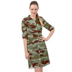 Brown And Green Camo Long Sleeve Mini Shirt Dress by McCallaCoultureArmyShop