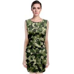 Dark Green Camouflage Army Classic Sleeveless Midi Dress by McCallaCoultureArmyShop