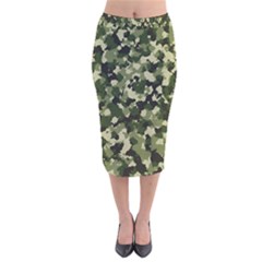 Dark Green Camouflage Army Velvet Midi Pencil Skirt by McCallaCoultureArmyShop