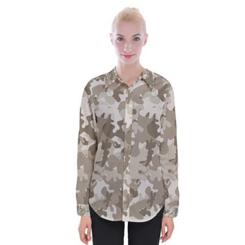 Tan Army Camouflage Womens Long Sleeve Shirt by mccallacoulture