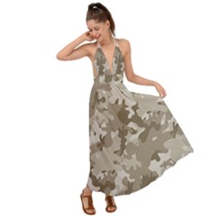 Tan Army Camouflage Backless Maxi Beach Dress by mccallacoulture